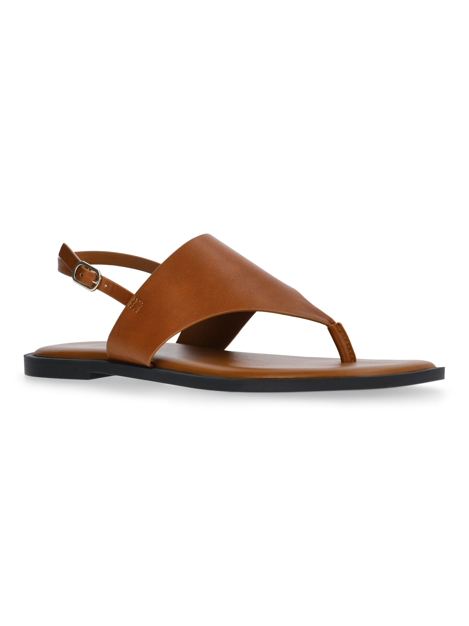 Time and Tru Women's Hooded Faux Leather Thong Sandals
