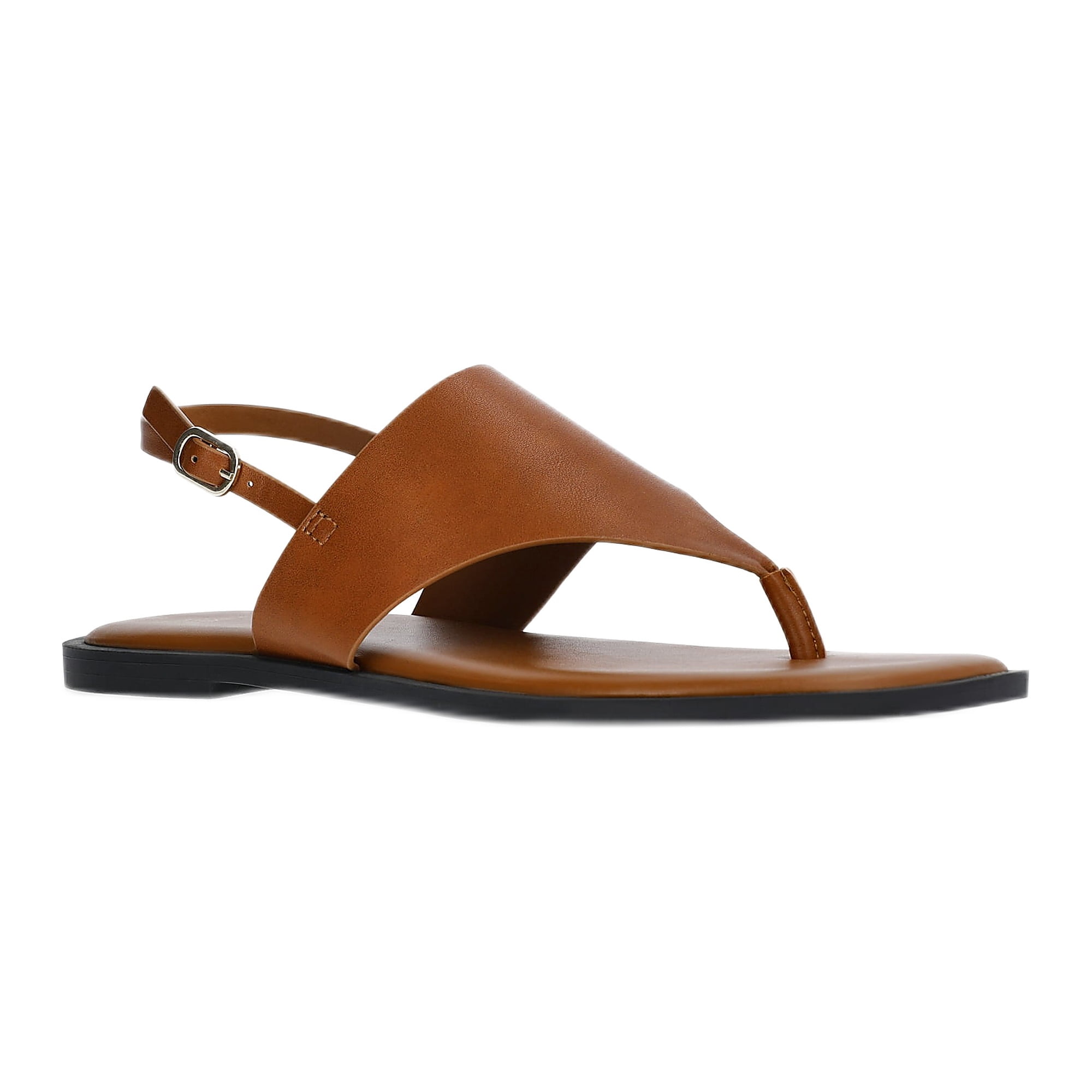 Time and Tru Women's Hooded Faux Leather Thong Sandals
