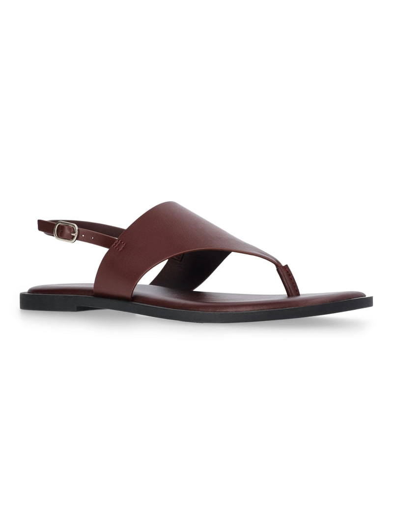 Time and Tru Women's Hooded Faux Leather Thong Sandals - Walmart.com