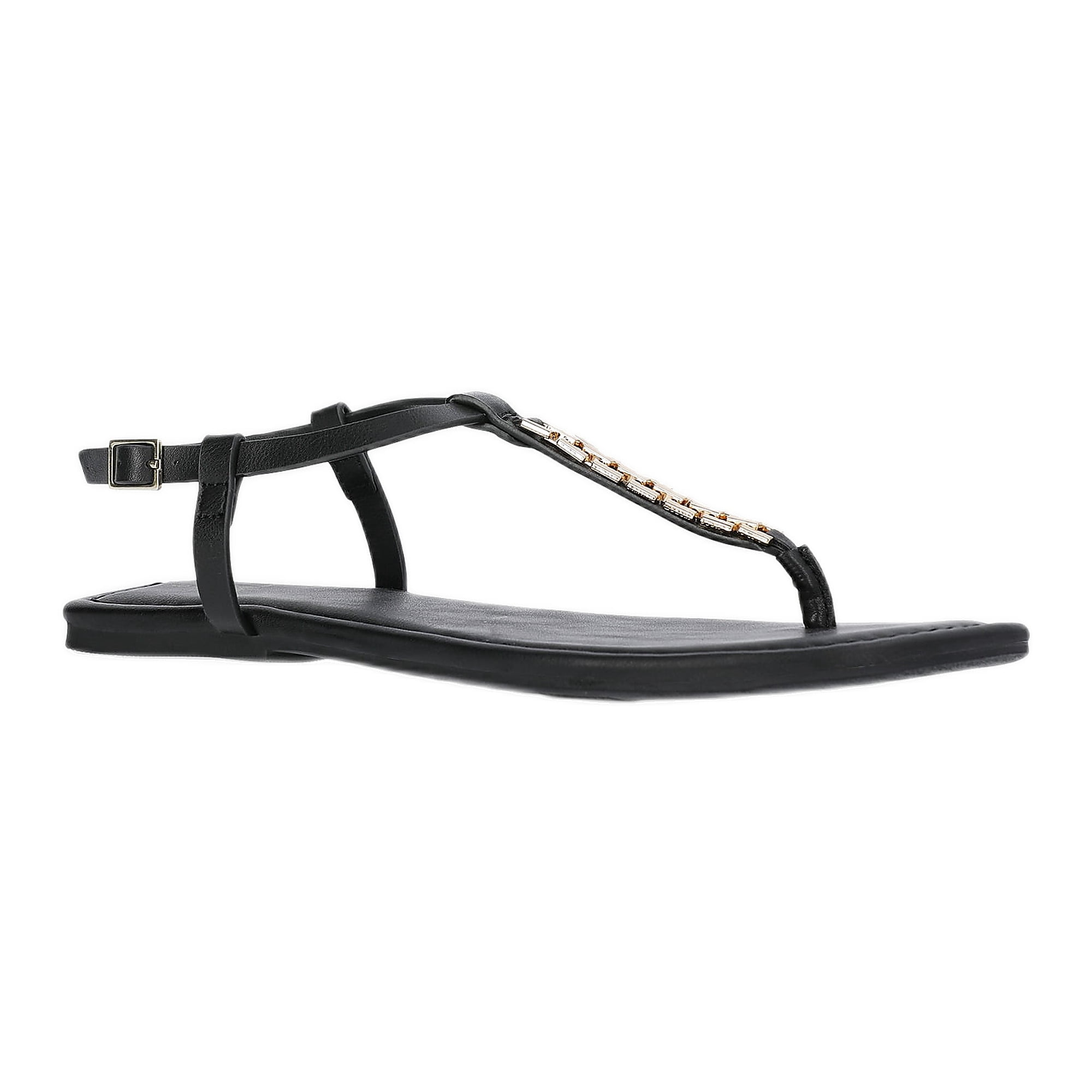 Time and Tru Women's Hardware Faux Leather Thong Sandals