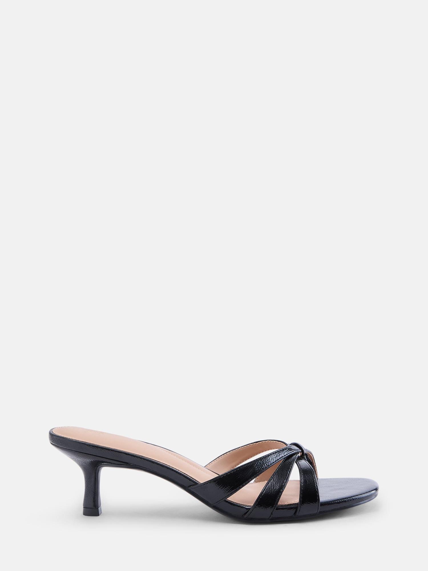 Time and Tru Women's Faux Leather Kitten Heel Mule Sandals