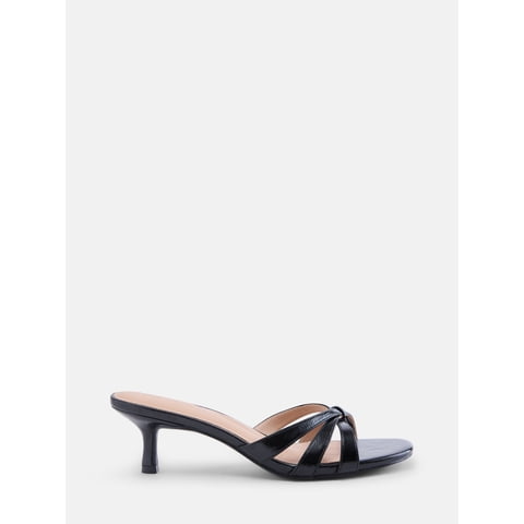 Women's Faux Leather Kitten Heel Mule Sandals