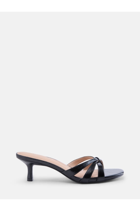 Women's Faux Leather Kitten Heel Mule Sandals