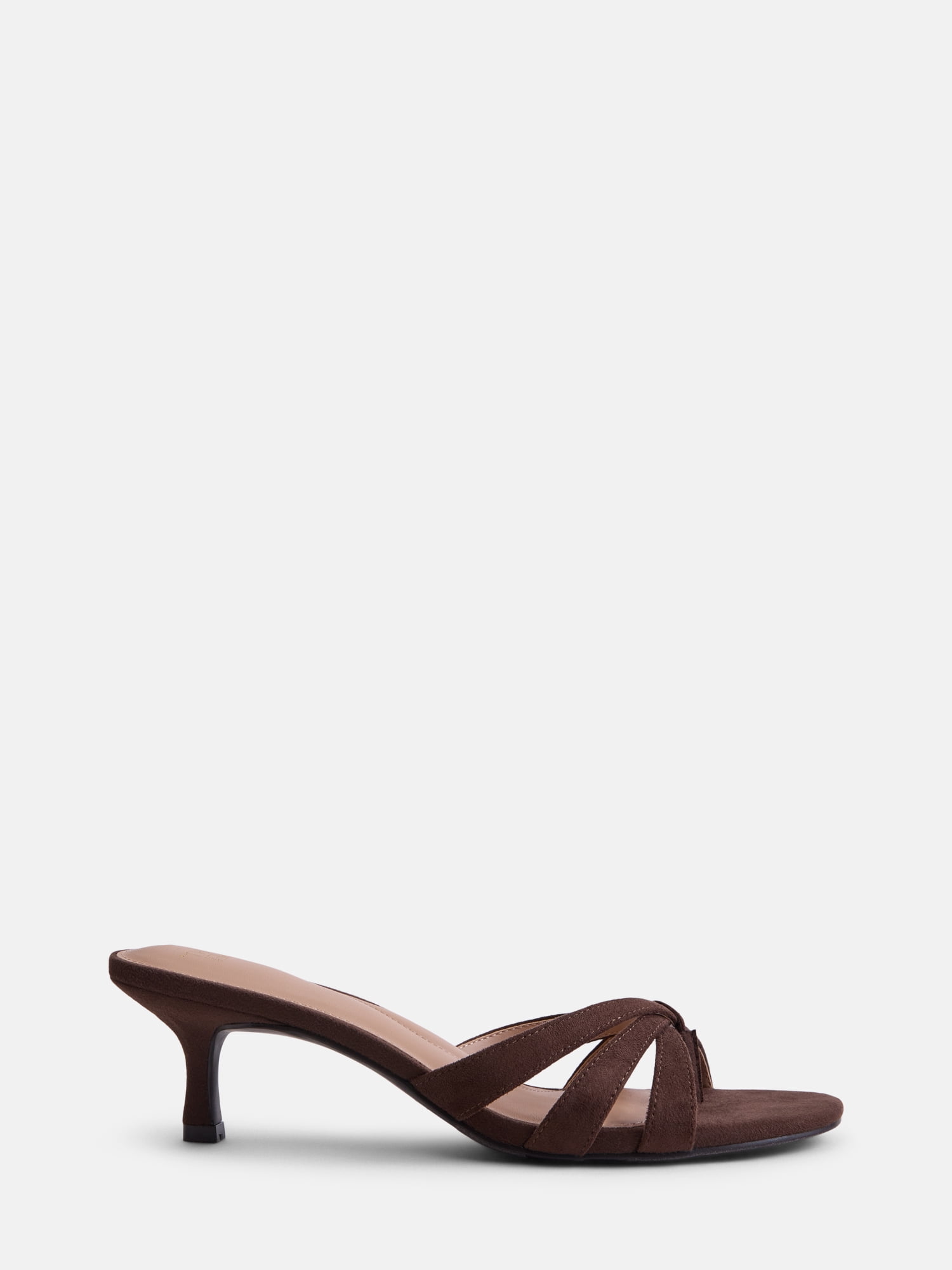 Time and Tru Women's Faux Leather Kitten Heel Mule Sandals