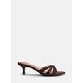 thumbnail image 1 of Time and Tru Women's Faux Leather Kitten Heel Mule Sandals, 1 of 4