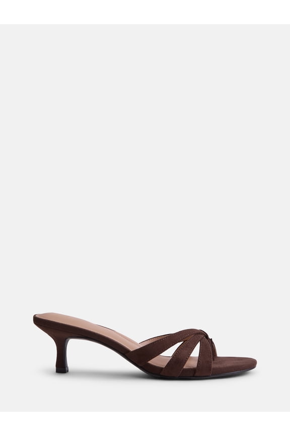 Women's Faux Leather Kitten Heel Mule Sandals