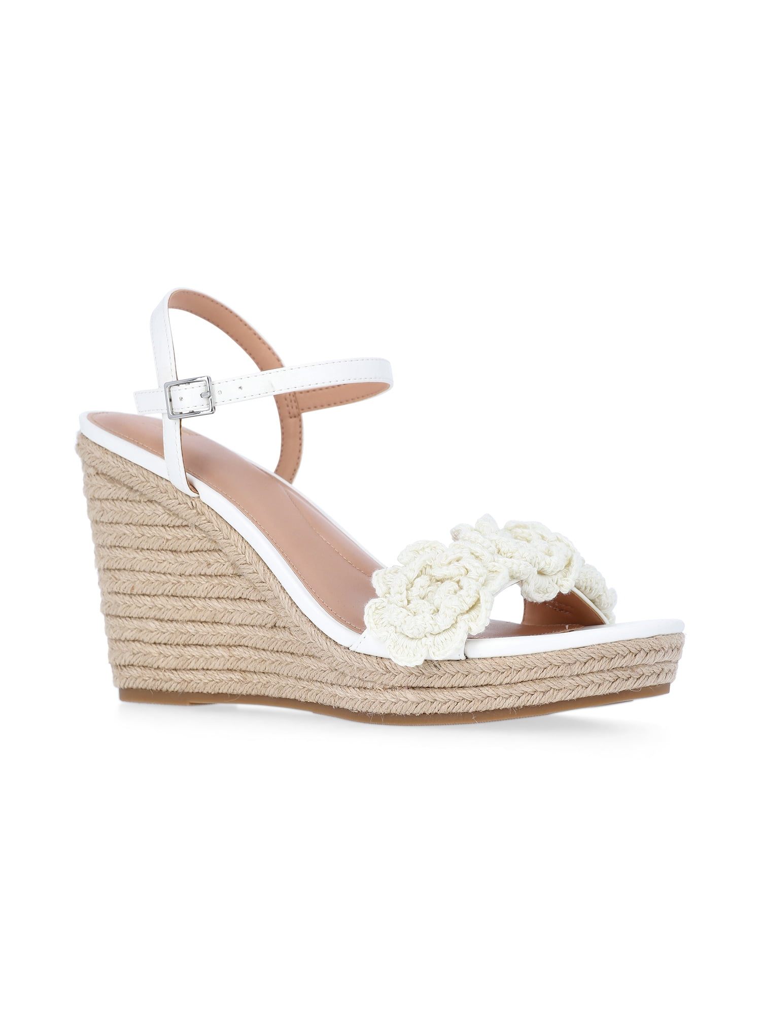 Time and Tru Women's Macrame Flower Espadrille Wedge Sandals