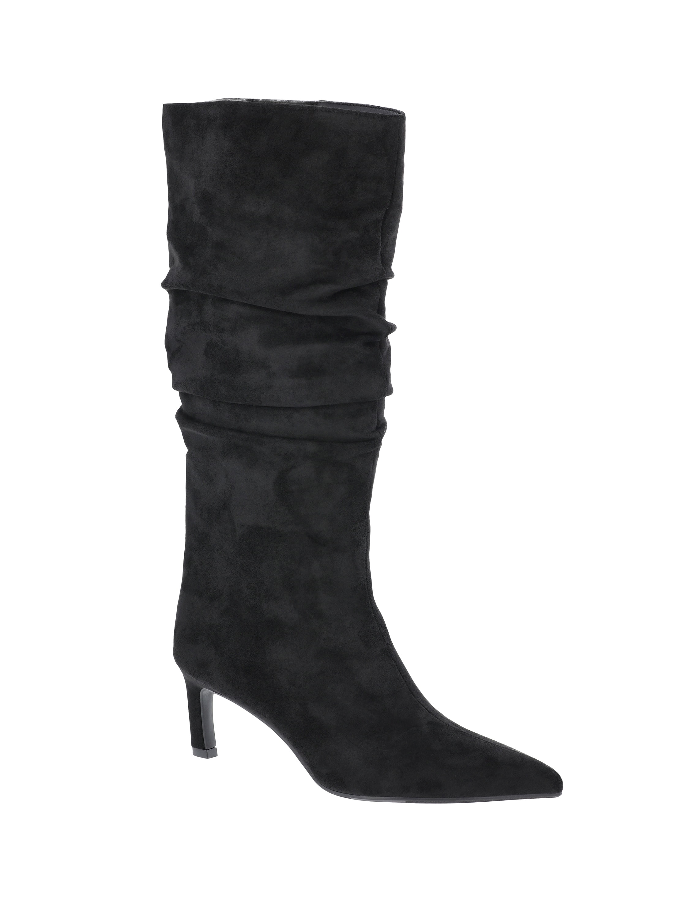 Time and Tru Women's Faux Suede Slouch Boots with Kitten Heels, Wide Width Available