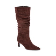 Time and Tru Women's Faux Suede Slouch Boots with Kitten Heels, Wide Width Available
