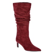 Time and Tru Women's Faux Suede Slouch Boots with Kitten Heels, Wide Width Available