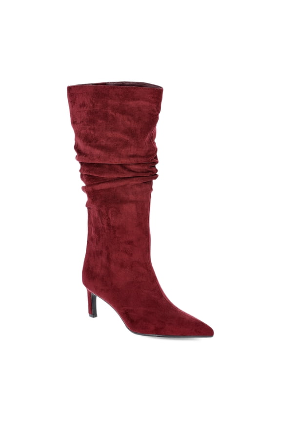 Women's Faux Suede Slouch Boots with Kitten Heels, Wide Width Available