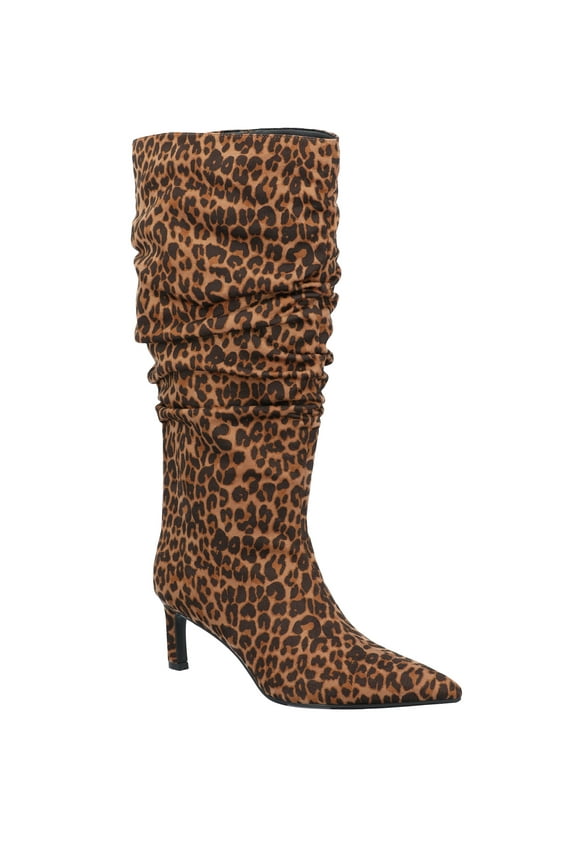 Women's Faux Suede Slouch Boots with Kitten Heels, Wide Width Available