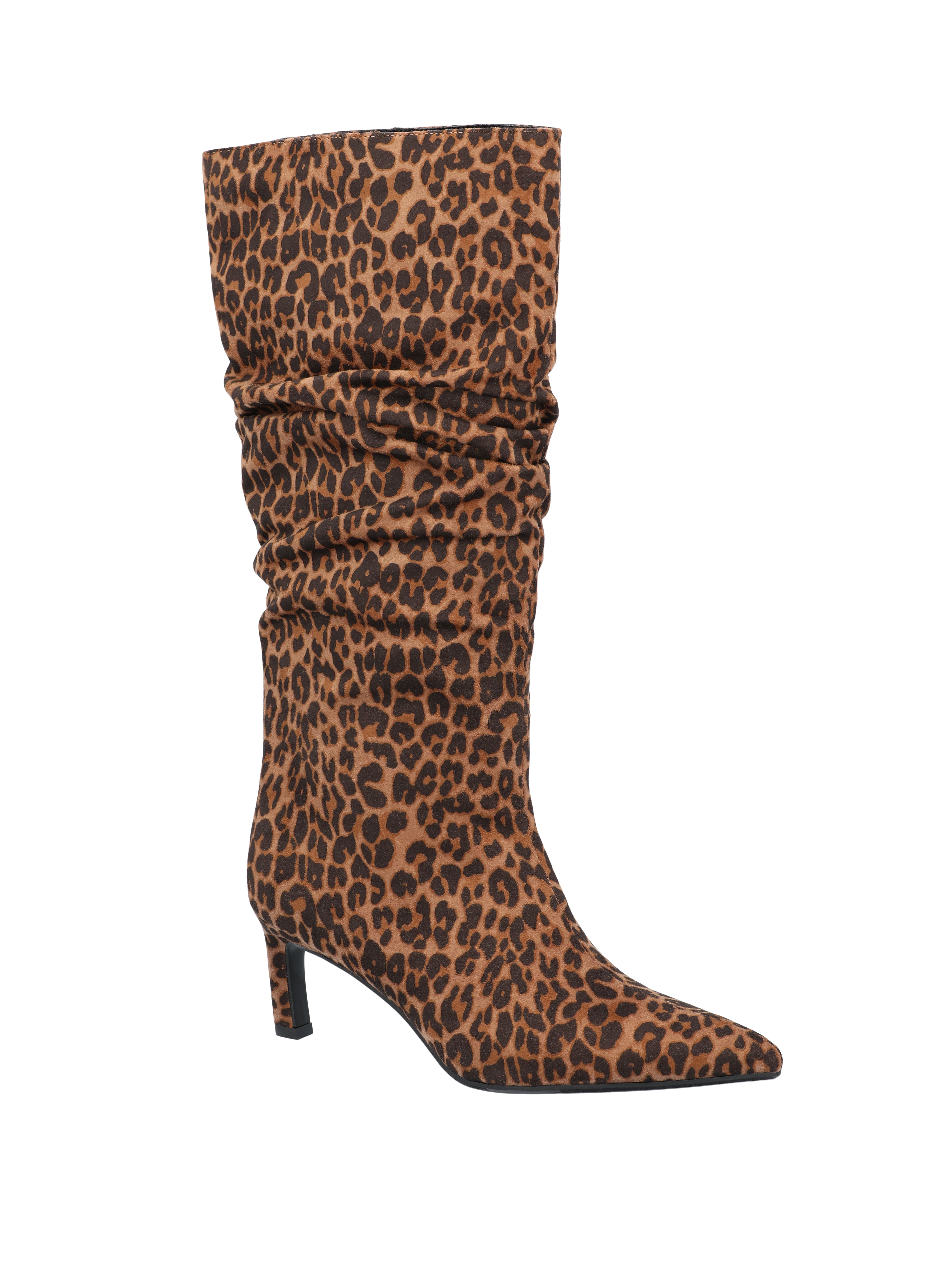Time and Tru Women's Faux Suede Slouch Boots with Kitten Heels, Wide Width Available