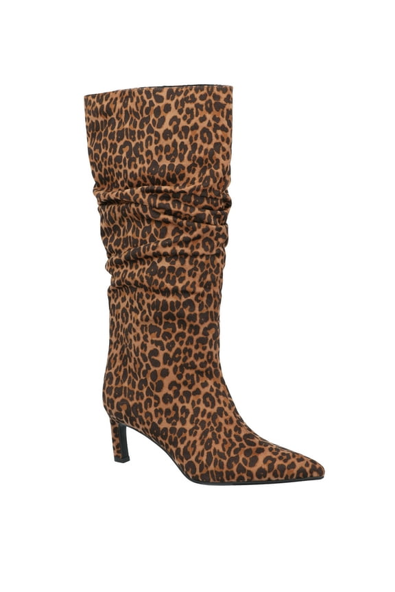 Women's Faux Suede Slouch Boots with Kitten Heels, Wide Width Available