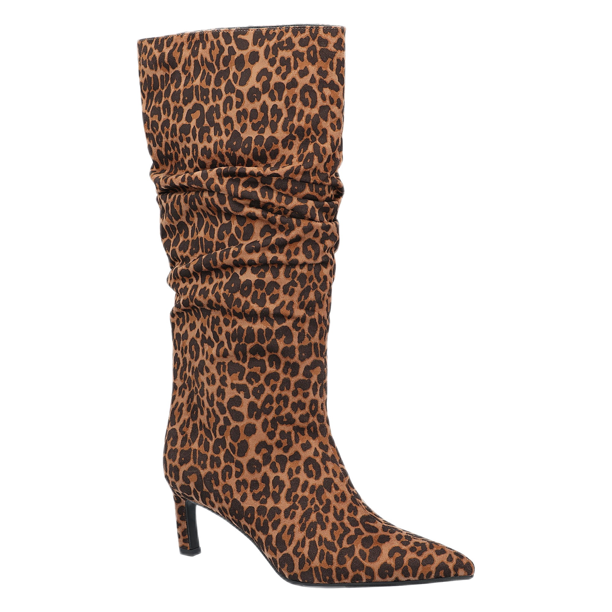 Time and Tru Women's Faux Suede Slouch Boots with Kitten Heels, Wide Width Available