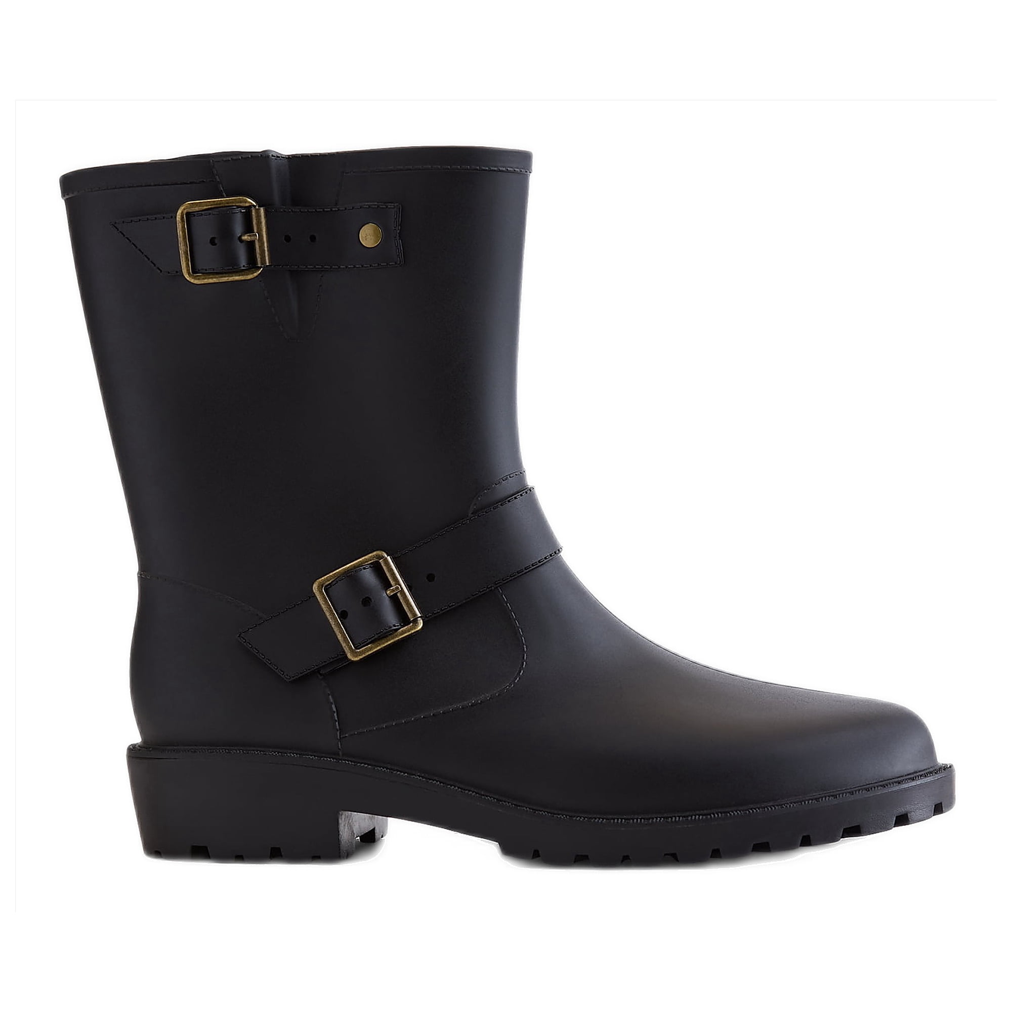 Time and Tru Women's Moto Rubber Rain Boots