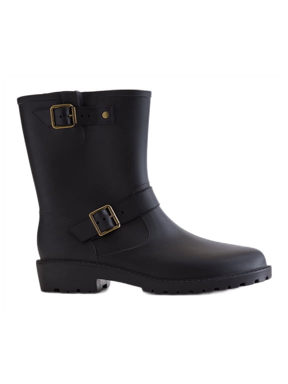 Women's Moto Rubber Rain Boots