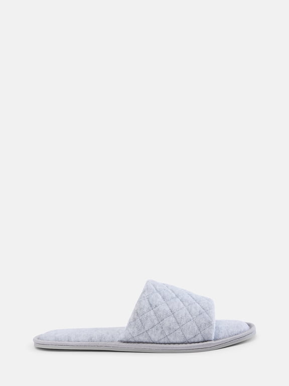Women's Quilted Single Band Slide Slippers, Wide Width Available