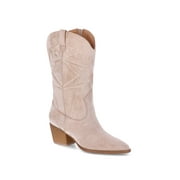 TIME AND TRU Women's Faux Suede Embroidered Western Boots, Wide Width Available
