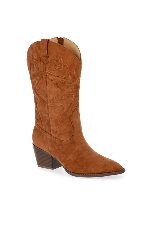 Women's Faux Suede Embroidered Western Boots, Wide Width Available
