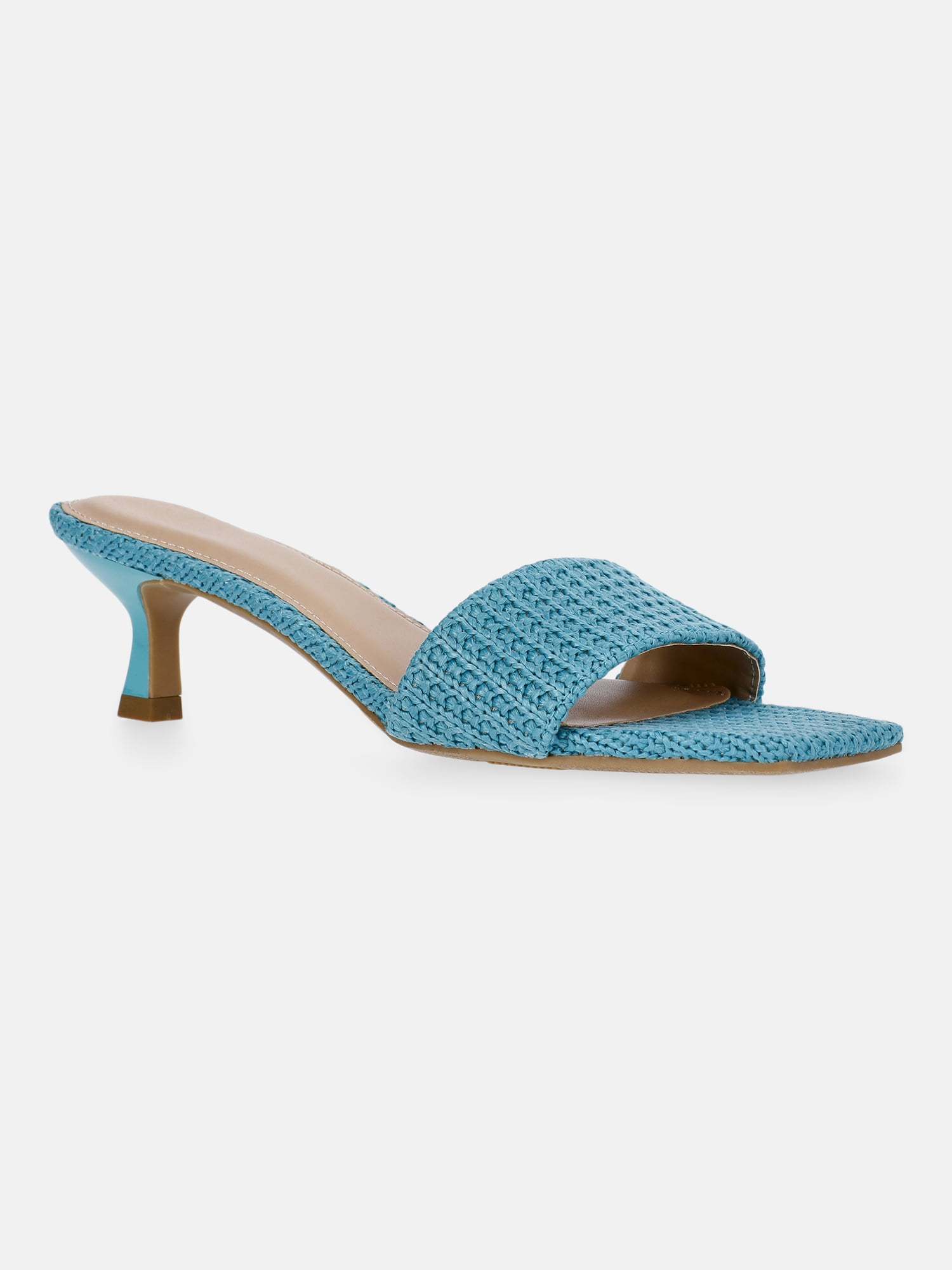 Time and Tru Women's Raffia Kitten Heel Sandals