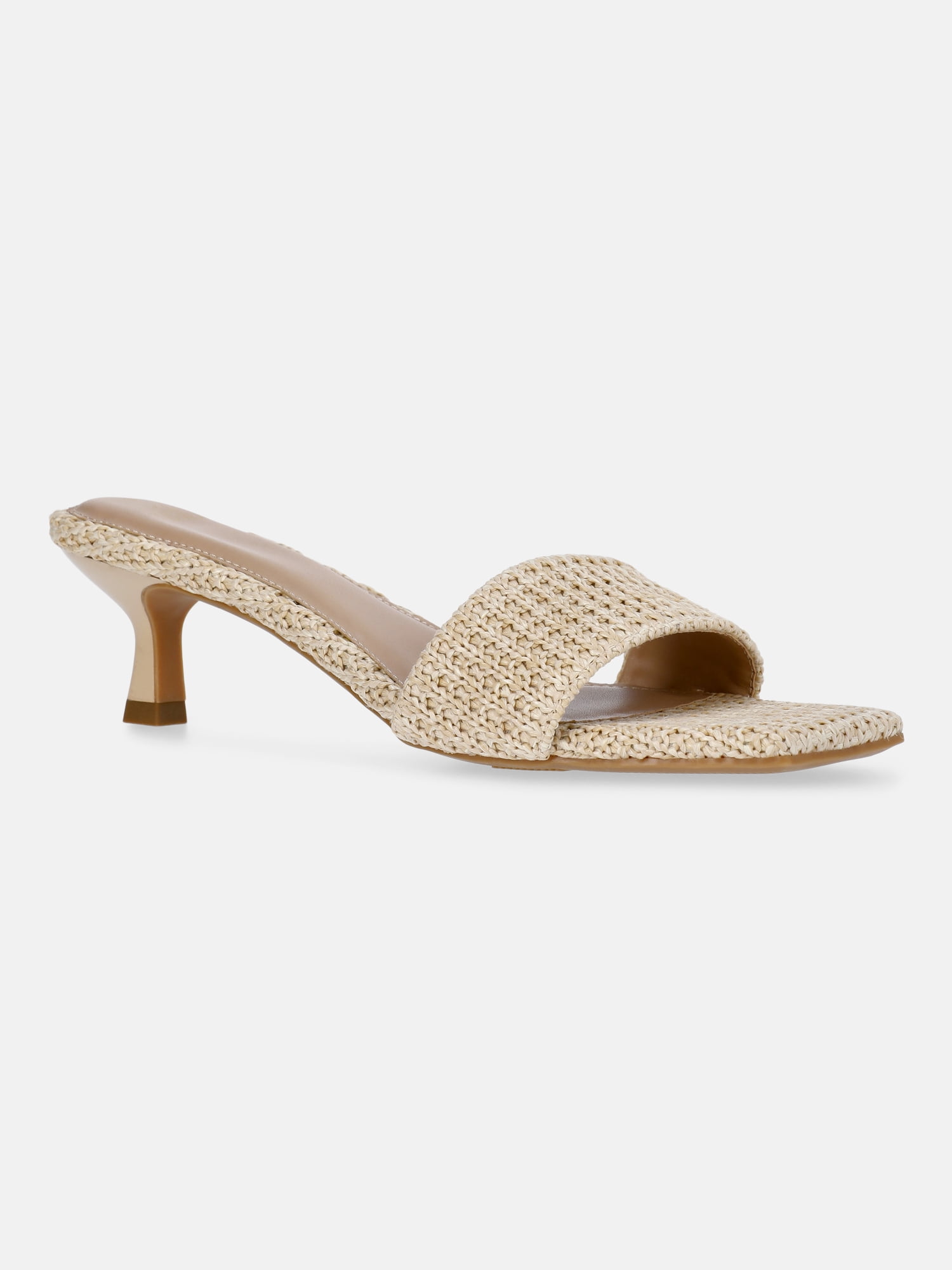 Time and Tru Women's Raffia Kitten Heel Sandals