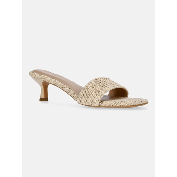 Time and Tru Women's Raffia Kitten Heel Sandals