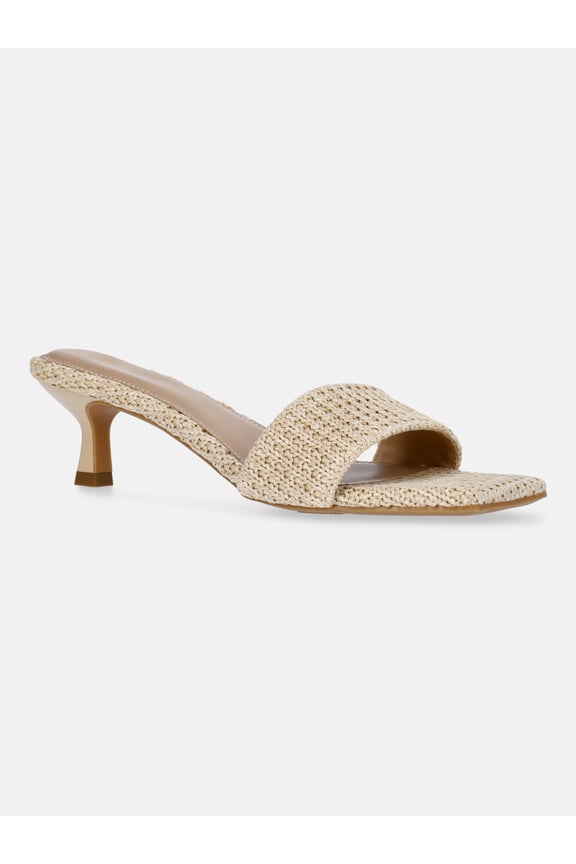 Women's Raffia Kitten Heel Sandals