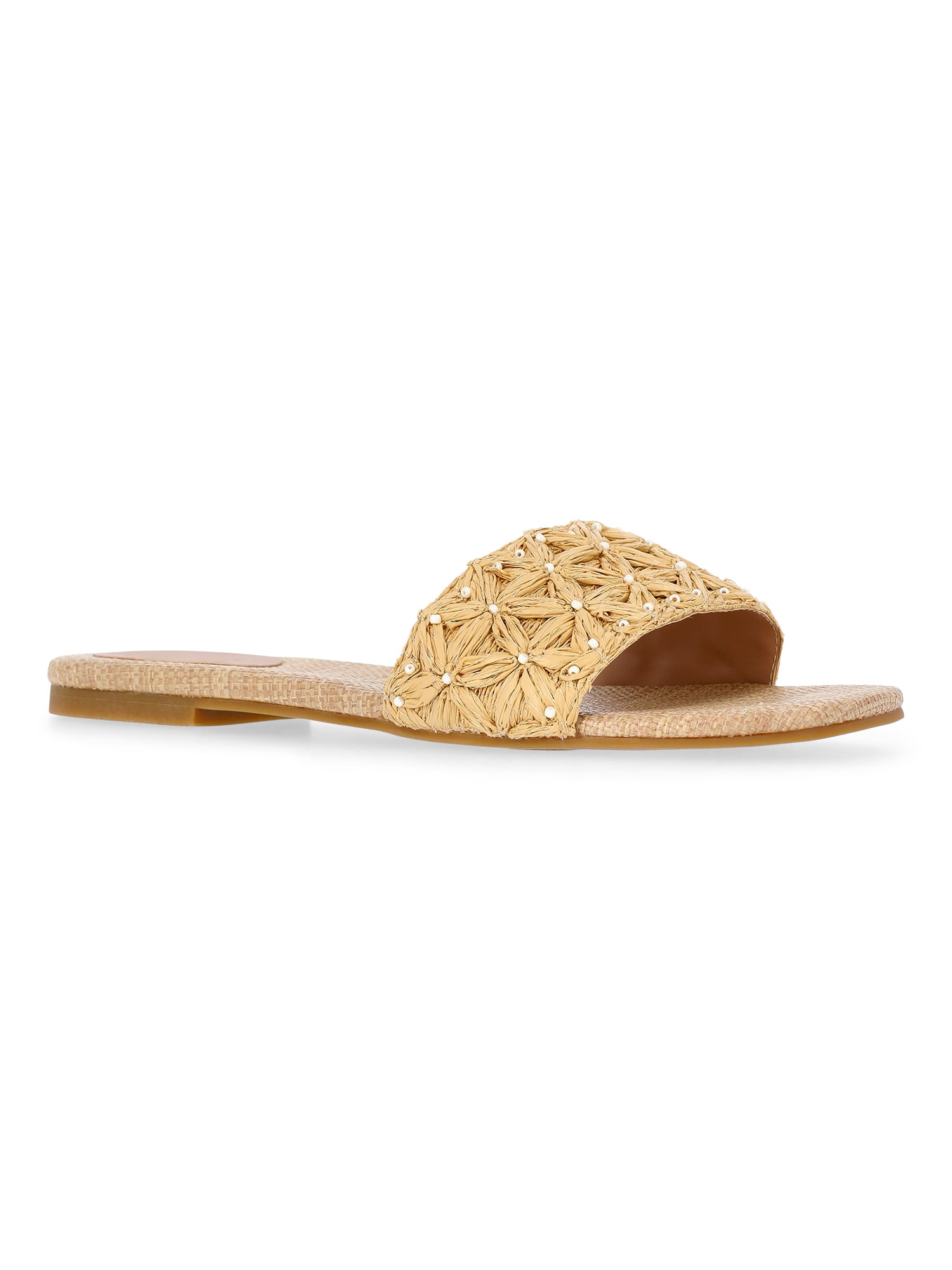 Time and Tru Women's Raffia Slide Sandals