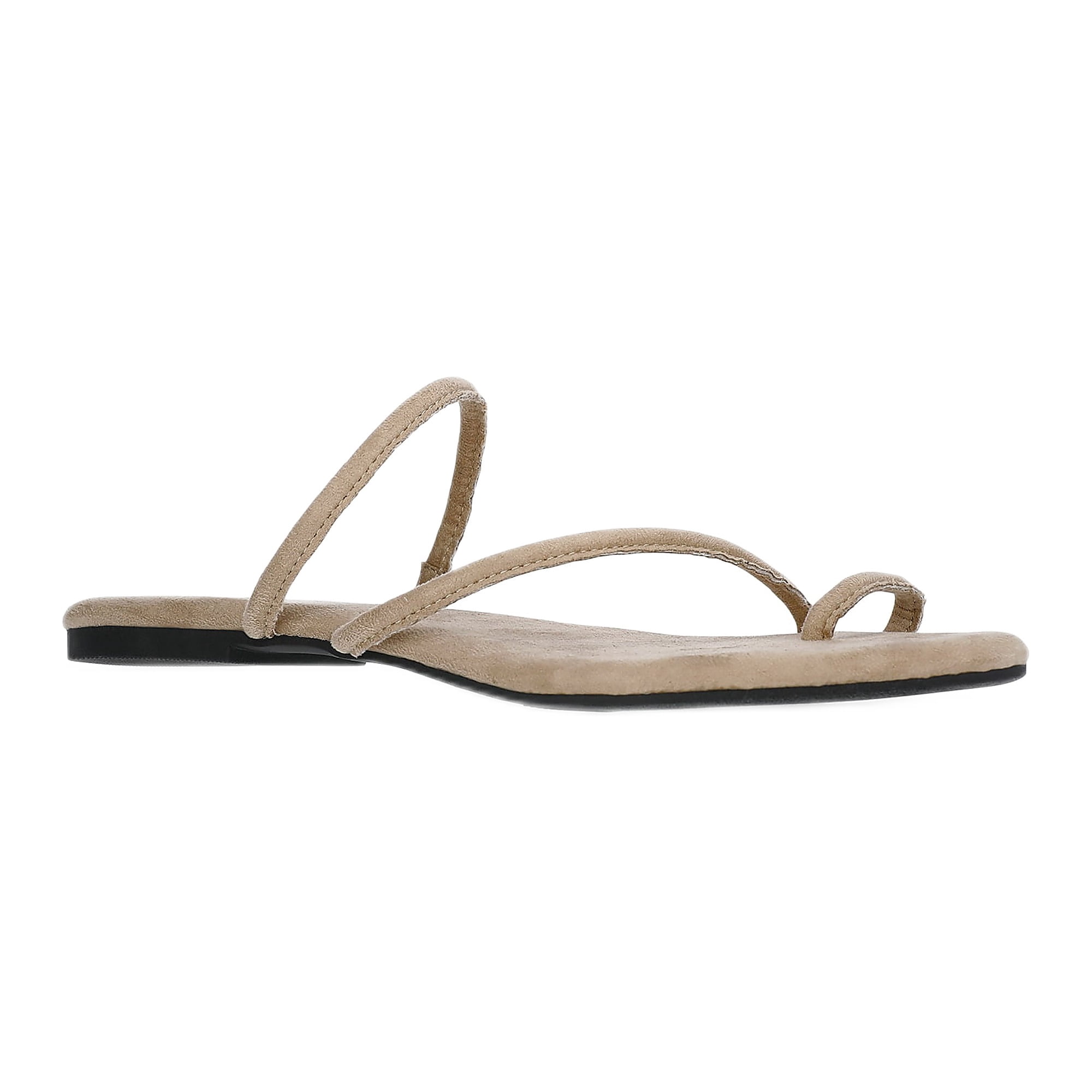 Time and Tru Women's Faux Suede Barely There Toe Loop Sandals