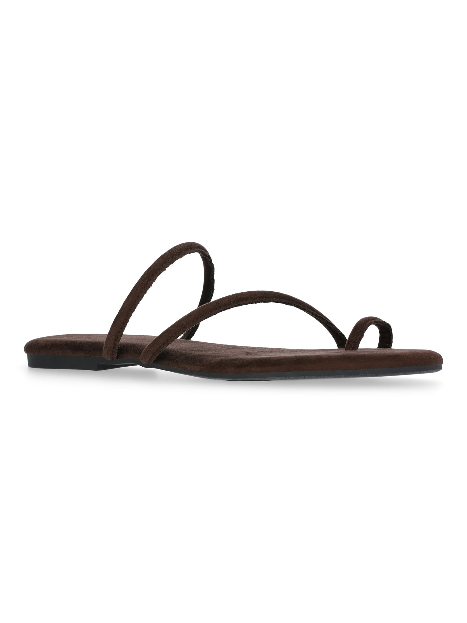 Time and Tru Women's Faux Suede Barely There Toe Loop Sandals