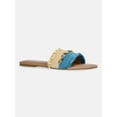 thumbnail image 1 of Time and Tru Women's Raffia Shell Slide Sandals, 1 of 6