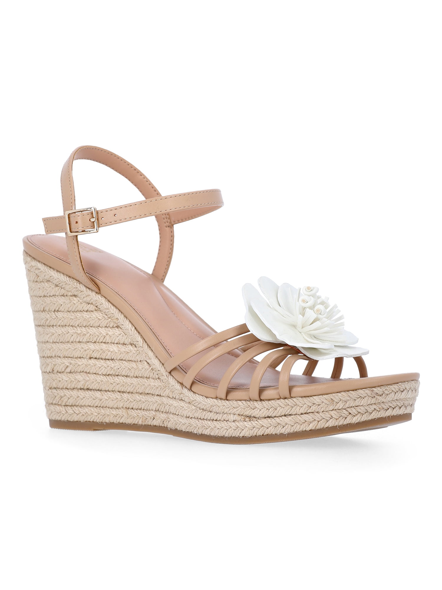 Time and Tru Women's Flower Espadrille Wedge Sandals