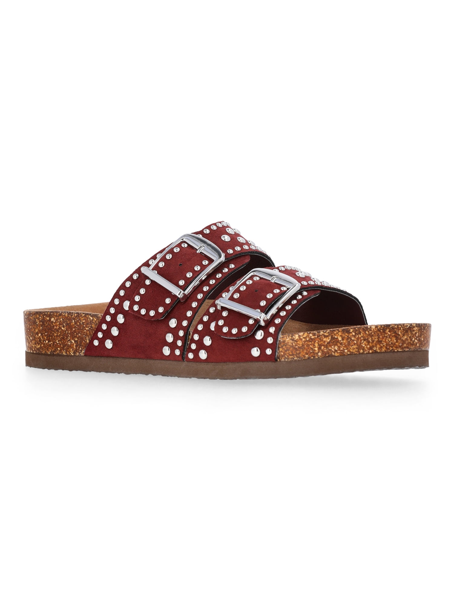 Time and Tru Women's Footbed Slide Sandals, Wide Width Available