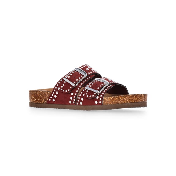 Time and Tru Women's Footbed Slide Sandals, Wide Width Available