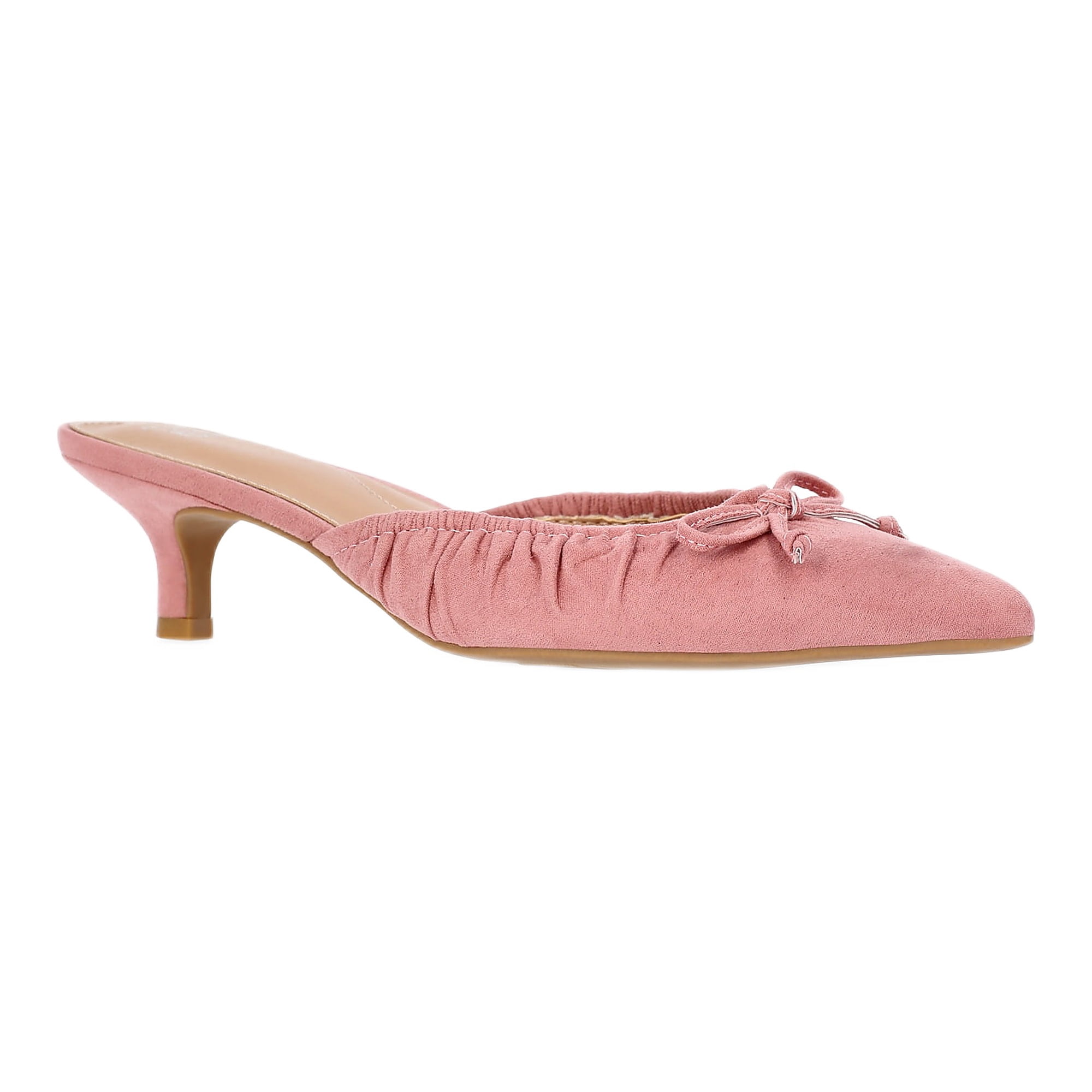 Time and Tru Women's Faux Suede Kitten Heel Mules