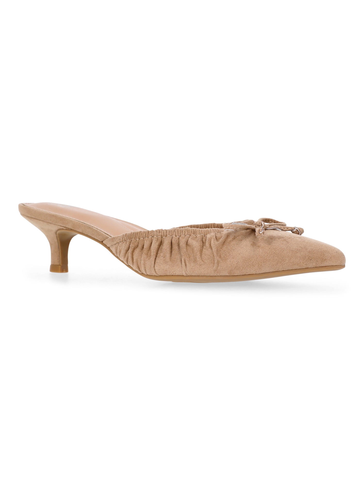 Time and Tru Women's Faux Suede Kitten Heel Mules