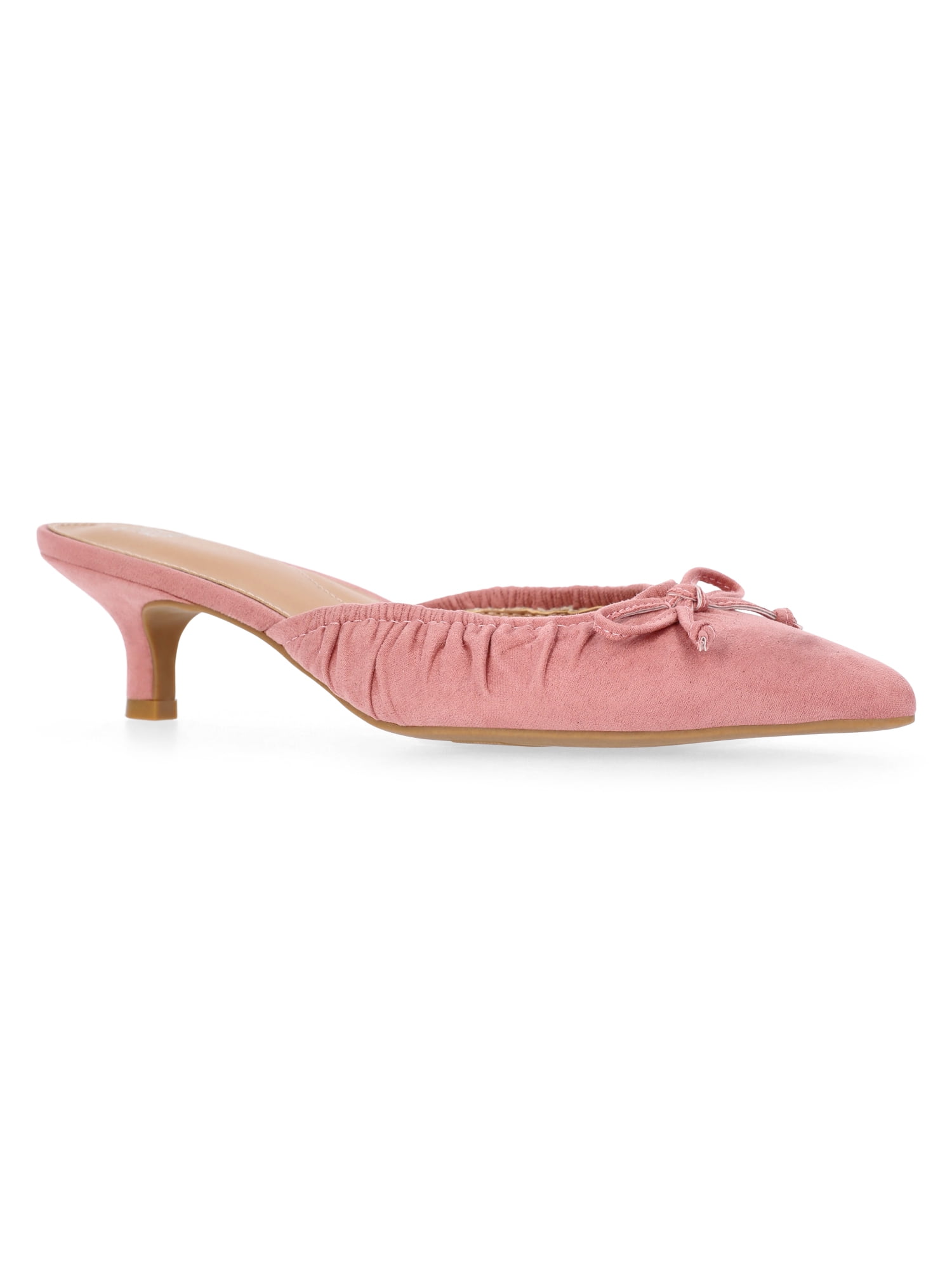 Time and Tru Women's Faux Suede Kitten Heel Mules