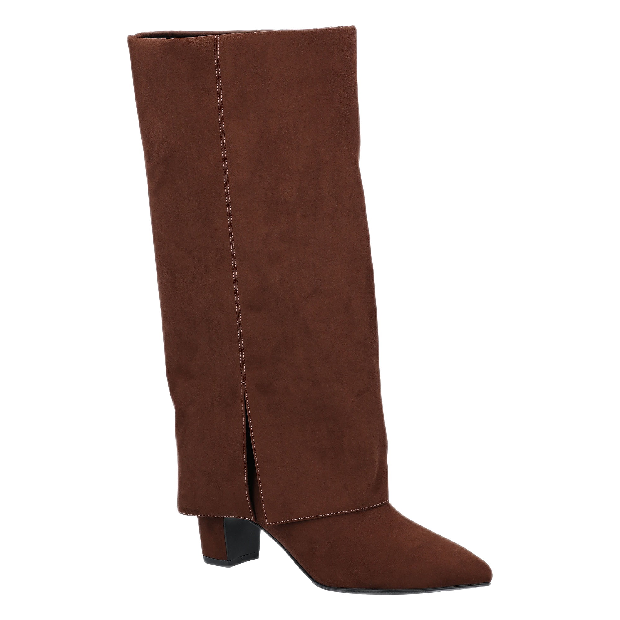 Time and Tru Women's Faux Suede Foldover Tall Boots