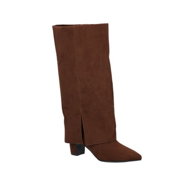 Time and Tru Women's Faux Suede Foldover Tall Boots