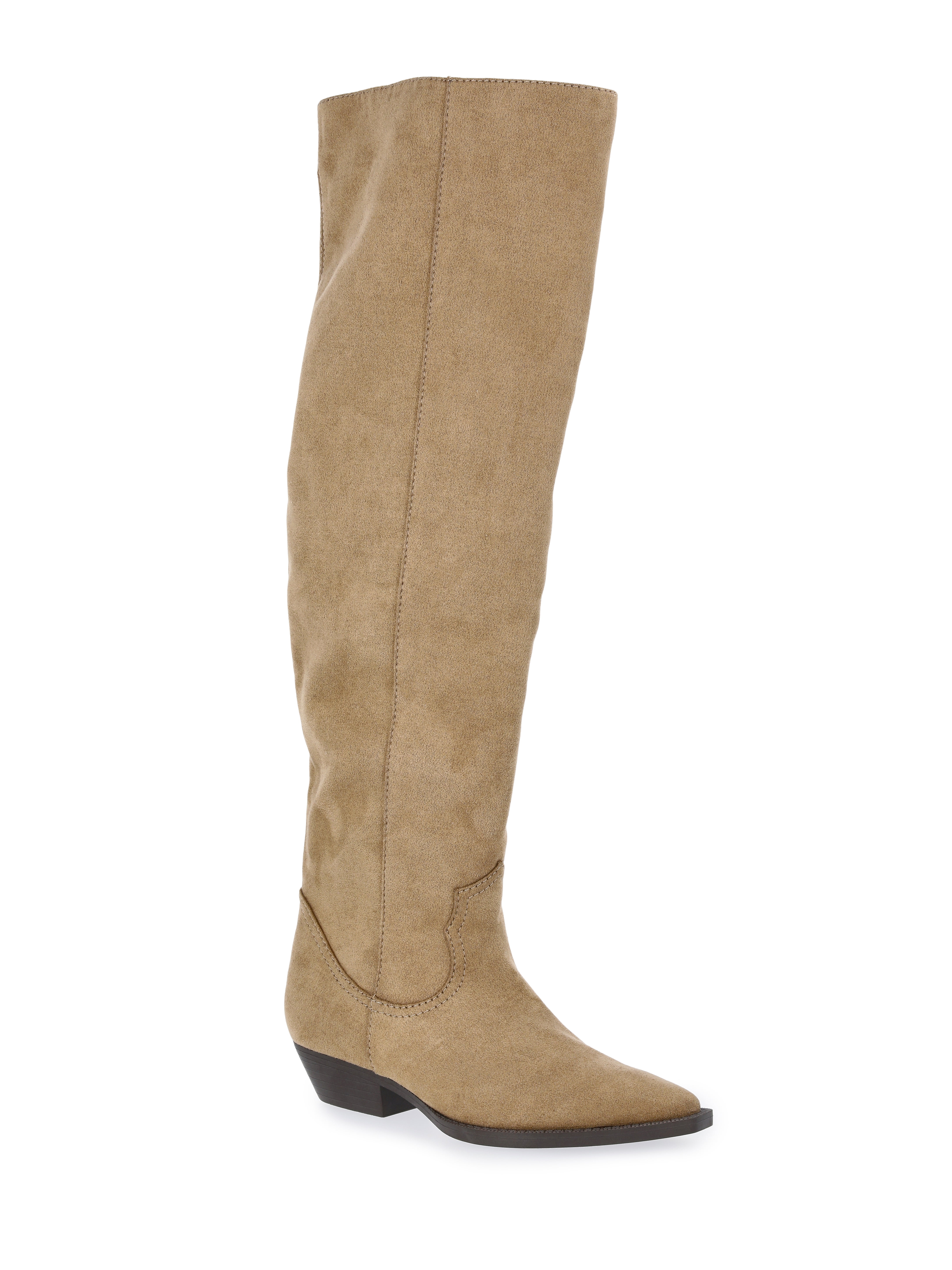 Time and Tru Women's Faux Suede Western Over The Knee Boots