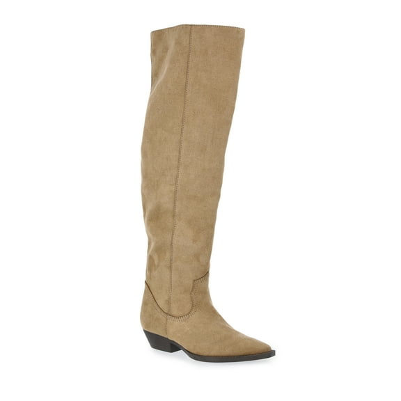 Time and Tru Women's Faux Suede Western Over The Knee Boots