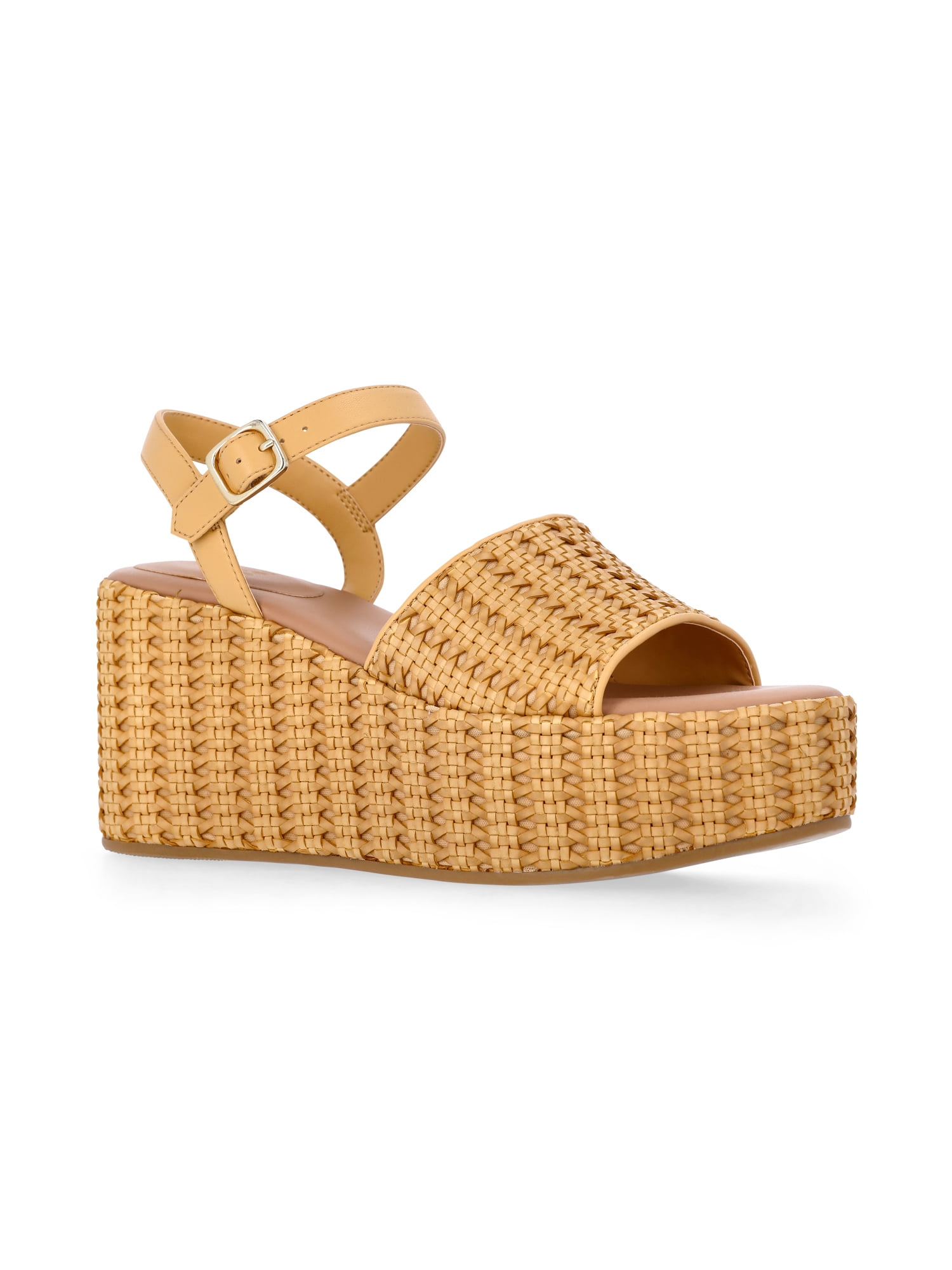 Time and Tru Women's Woven Wedge Heel Sandals