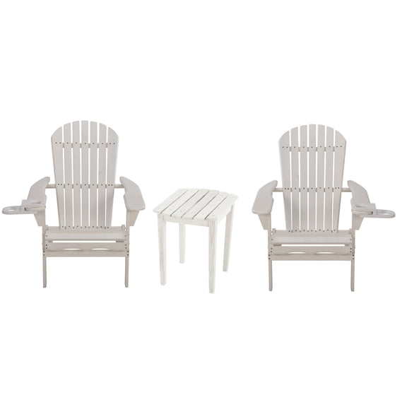 W Unlimited SW2136WT-CH2ET 33.75 x 33 x 27.75 in. 2 Foldable Chair with Cup Holder & 1 End Table, White