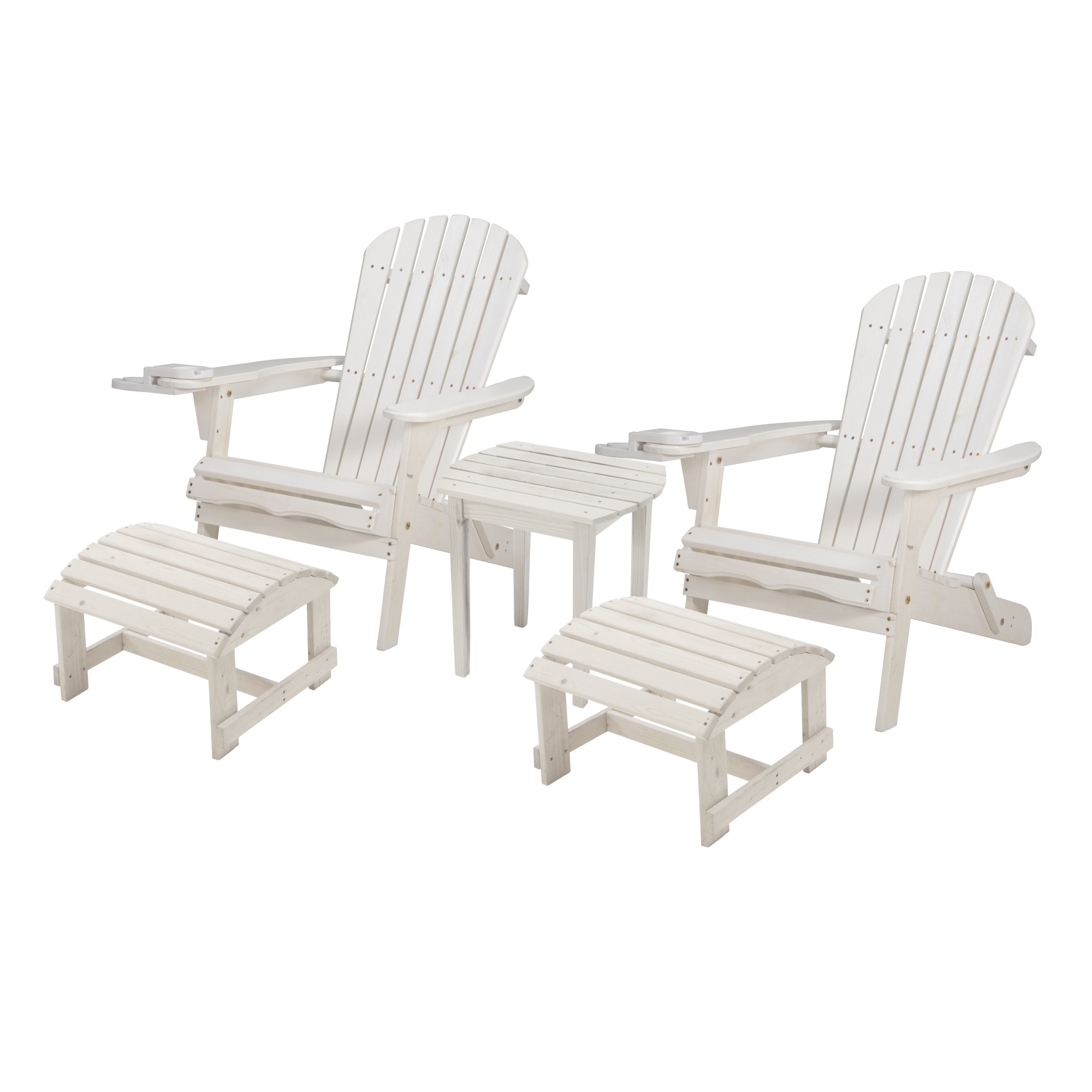 W Unlimited  33.75 x 33 x 27.75 in. 2 Foldable Chair with Ottoman & 1 End Table, White - image 1 of 2