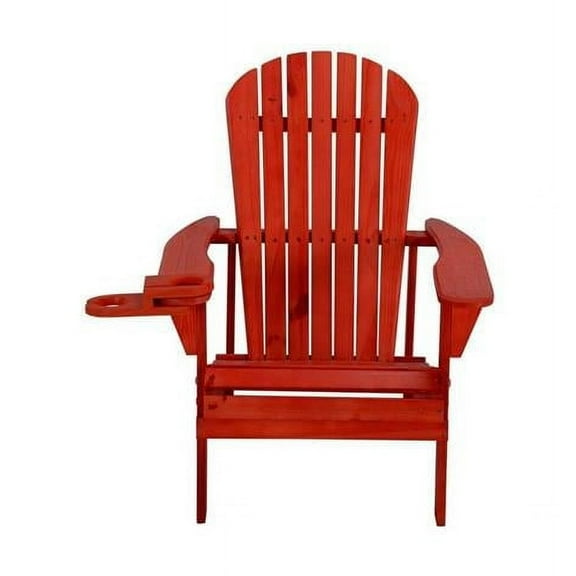 W Unlimited SW2101RD Earth Collection Adirondack Chair with Phone & Cup Holder, Red