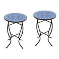 thumbnail image 1 of Mosaic Art Collection Accent Table (Set of 2) Pansies Blue, 1 of 2