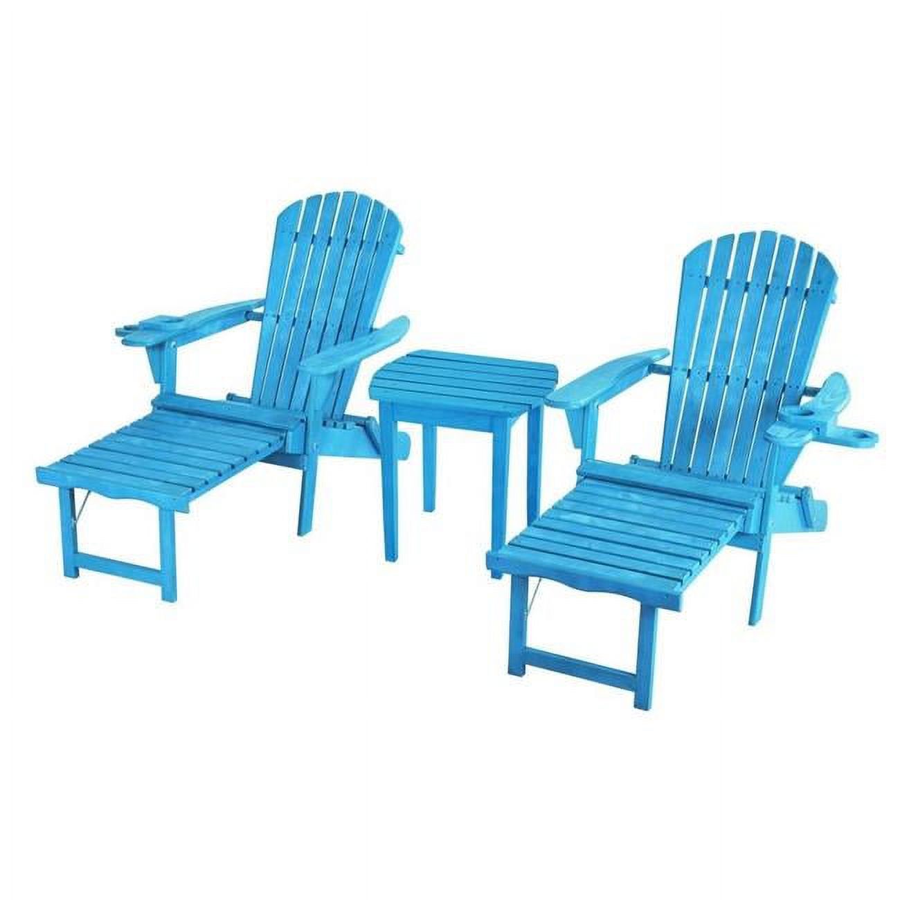 W Unlimited  Oceanic Adirondack Chaise Foldable Lounge Chair Set with Cup & Glass Holder, Sky Blue - Set of 2 - image 1 of 3