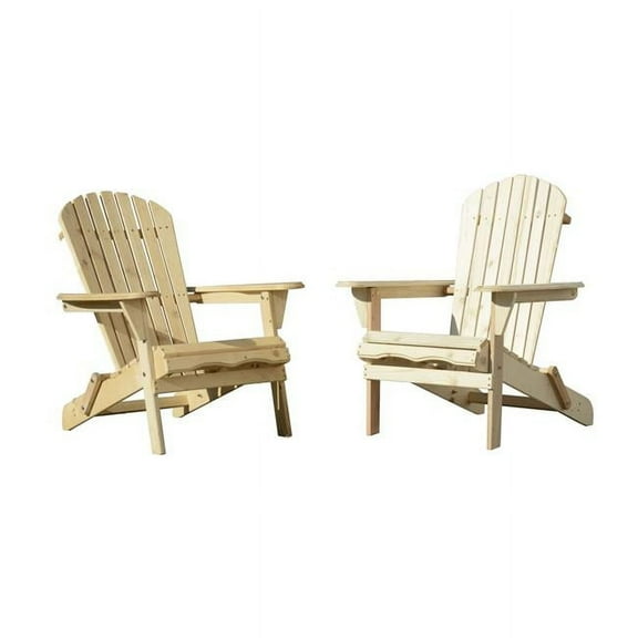 W Unlimited Oceanic Wooden Patio Adirondack Chair in Natural (Set of 2)