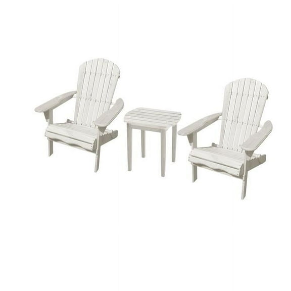 W Unlimited SW1912WTSET3 Oceanic Adirondack Chair Bristro Chair with Adirondack Chairs & 1 End Table, White - Set of 2